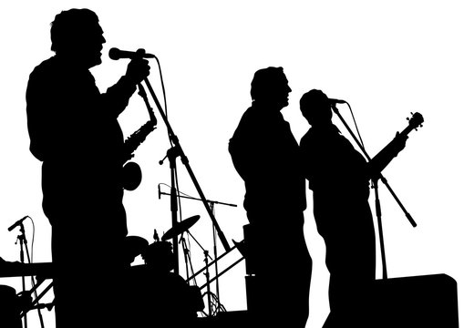 Concert of jazz music on white background