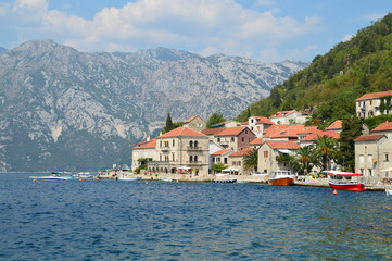 Fototapeta na wymiar The old town of Perast in the Bay of Kotor, Montenegro