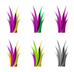 Set of abstract eco plant icons, business logotype nature green concepts, clean modern geometric design