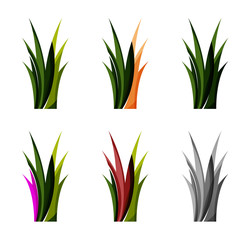 Set of abstract eco plant icons, business logotype nature green concepts, clean modern geometric design