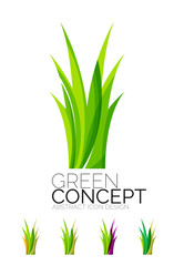 Set of abstract eco plant icons, business logotype nature green concepts, clean modern geometric design