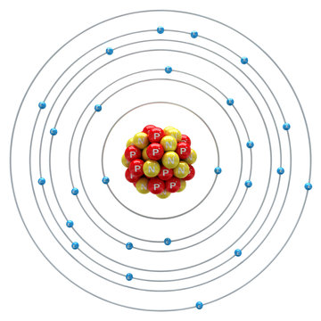 Manganum atom on a white background