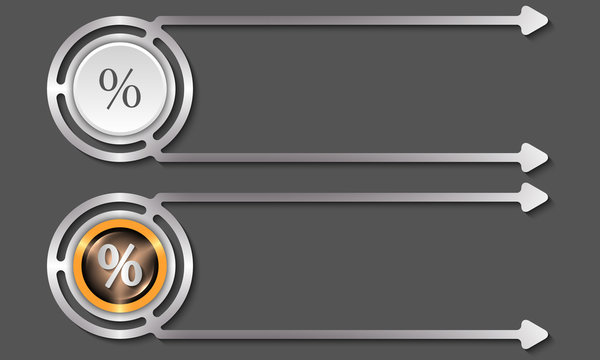 Silver abstract boxes for your text and percent icon