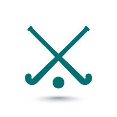 Field Hockey icon, crossed field hockey sticks and ball, vector illustration