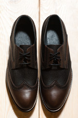 leather men's shoes.  background with  free space