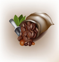 Coffee poured out of the sack vector design
