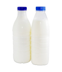 Two plastic containers with dairy produce on a light background