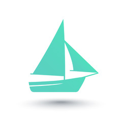 Sailboat icon, isolated over white, vector illustration