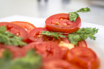 Tomato salad on the plate