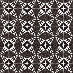 Seamless background image of vintage black white cross triangle line geometry pattern.
