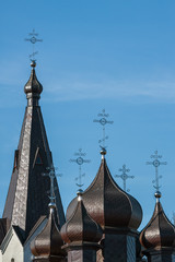 Kopuły cerkwi na tle nieba, Mielnik nad Bugiem - obrazy, fototapety, plakaty