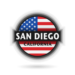 Emblem or label with name of San Diego, California