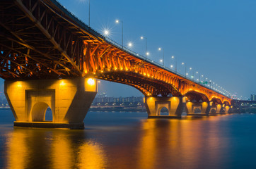 Seongsu bridge at night seoul,korea.