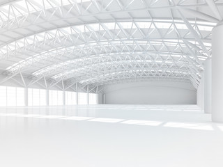 Abstract empty white warehouse interior