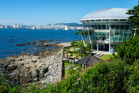 Gwangan Bridge and Nurimaru APEC House in Busan,Korea