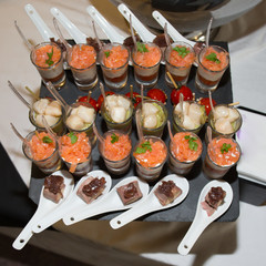 Holiday starter platter with fish appetizers for a party