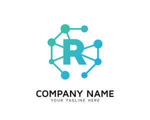 Letter R Connecting Network Logo