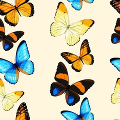 Fototapeta na wymiar Blue butterflies seamless
