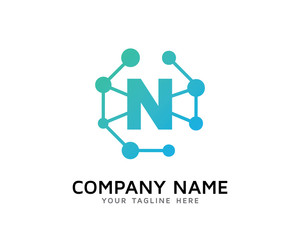 Letter N Connecting Network Logo