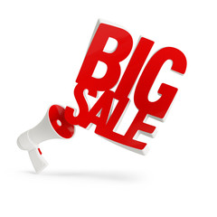 big sale word with  megaphone on white background
