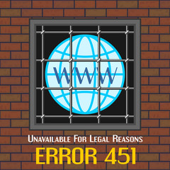 Error 451 concept with window of prison
