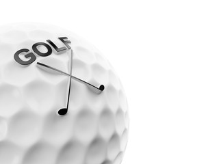 golf ball with golf club logo isolated on white background