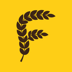 F letter logo formed by laurel wreath