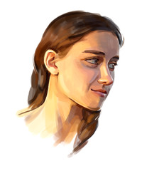 Portrait of a girl hand-written