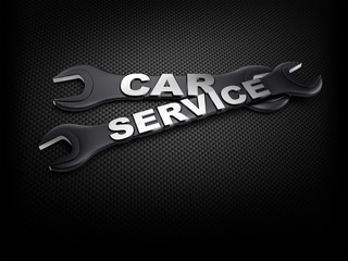 car service word with a wrench on carbon background