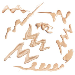 set of make up liquid foundation strokes