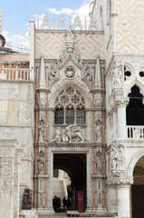 Venice, Italy - November 04, 2013: Architectural detail of the Doge's Palace. Venice is one of the most popular tourist destinations in the world