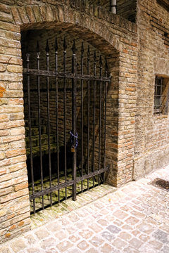 Closed wrought-iron grille in prison