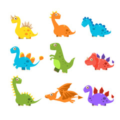 Obraz premium Small Colourful Dinosaur Set. Vector Collection