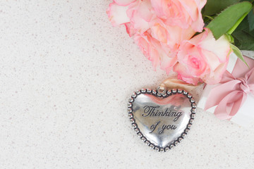 Heart with pink roses