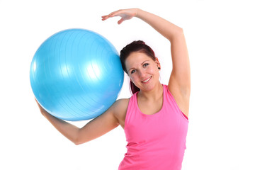 Fototapeta premium junge Frau mit Gymnastikball