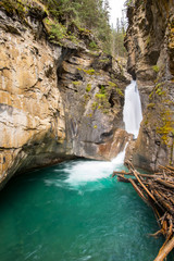 Fototapeta na wymiar long exposure fall in the Johnston Canyon of the banff national park in alberta canada 