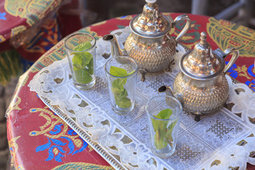 Drinking moroccan tea in Marrakesh