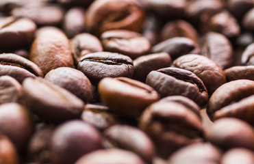 Close-up of coffee beans background.