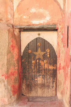 Arabic oriental styled door in Marrakech, Morocco..