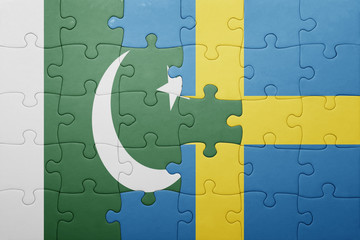 puzzle with the national flag of sweden and pakistan
