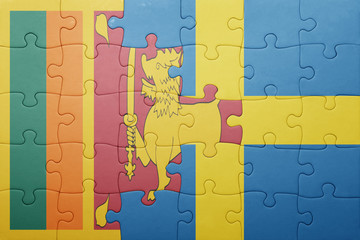 puzzle with the national flag of sweden and sri lanka