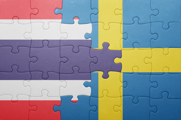 puzzle with the national flag of sweden and thailand