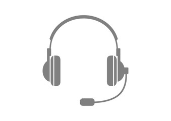 Grey headphones icon on white background