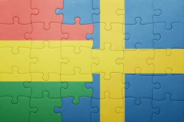 puzzle with the national flag of sweden and bolivia