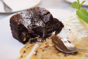 unfimished brownie on the plate