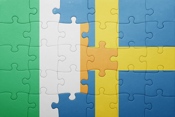 puzzle with the national flag of sweden and ireland