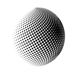halftone globe, sphere vector logo symbol, icon, design. abstract dotted globe illustration isolated on white background.