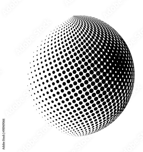"halftone globe, sphere vector logo symbol, icon, design 
