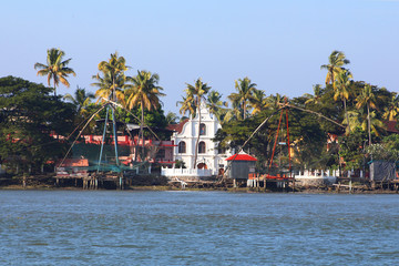 Fototapeta na wymiar Filets chinois / Cochin (Kerala - Inde)