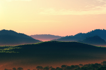 Obraz premium Wonderful Fairy Tale Magical Scenery in Sunset Sunrise